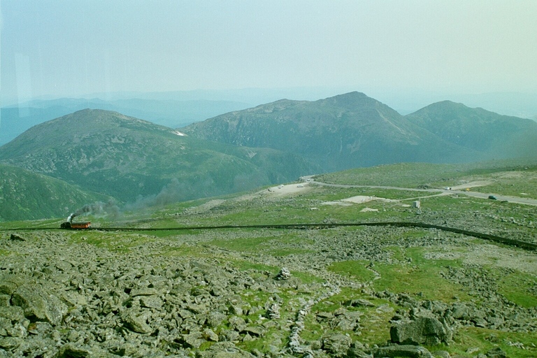 (Photo of cog railway and northern presidentials)